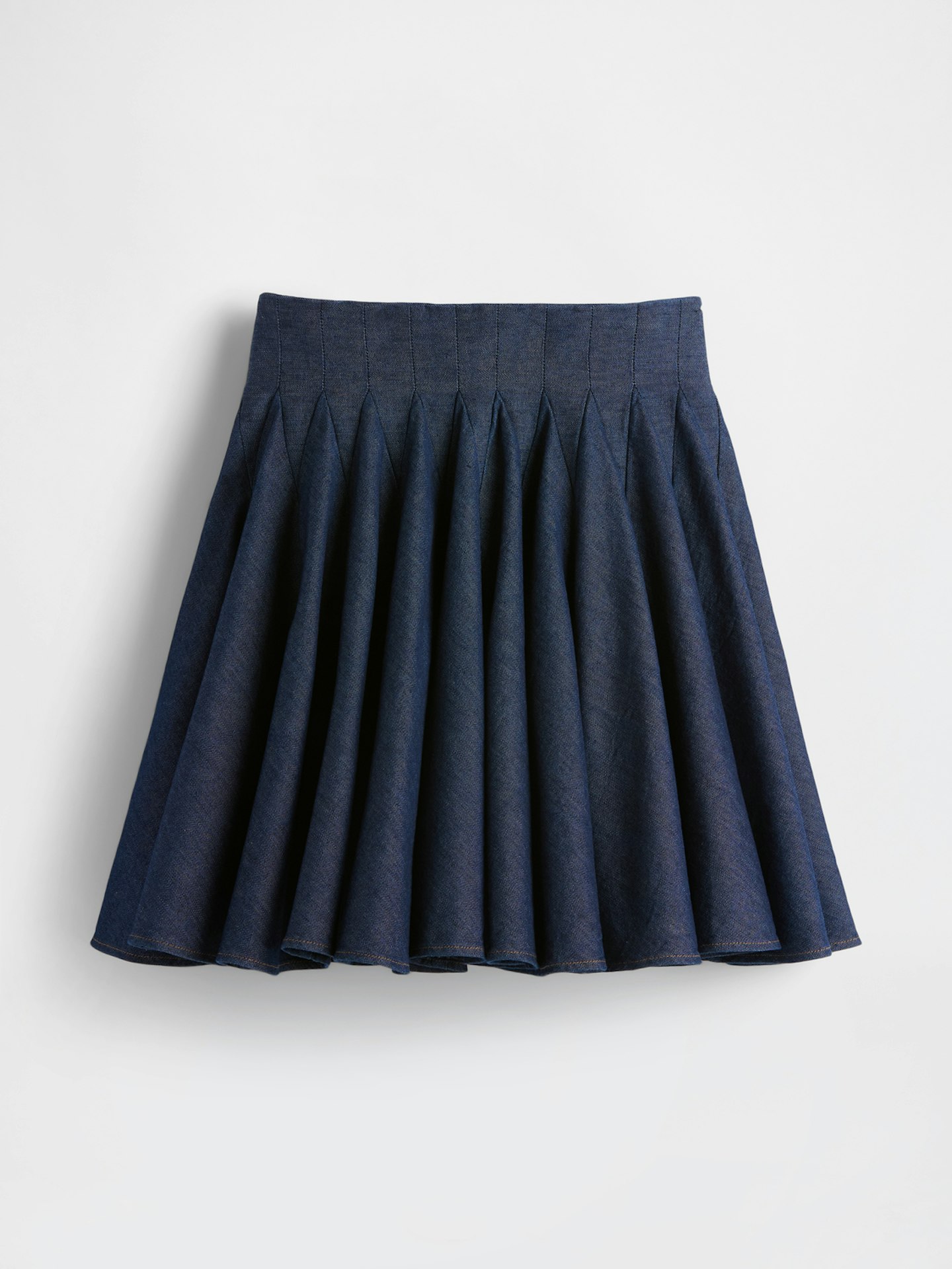 Pleated Mini Skirt DK Thomas In Dark Wash Indigo