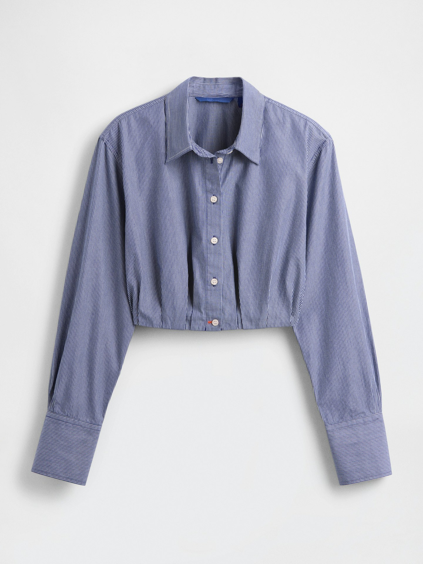 Cropped Poplin Shirt Studio In Blue White Stripe