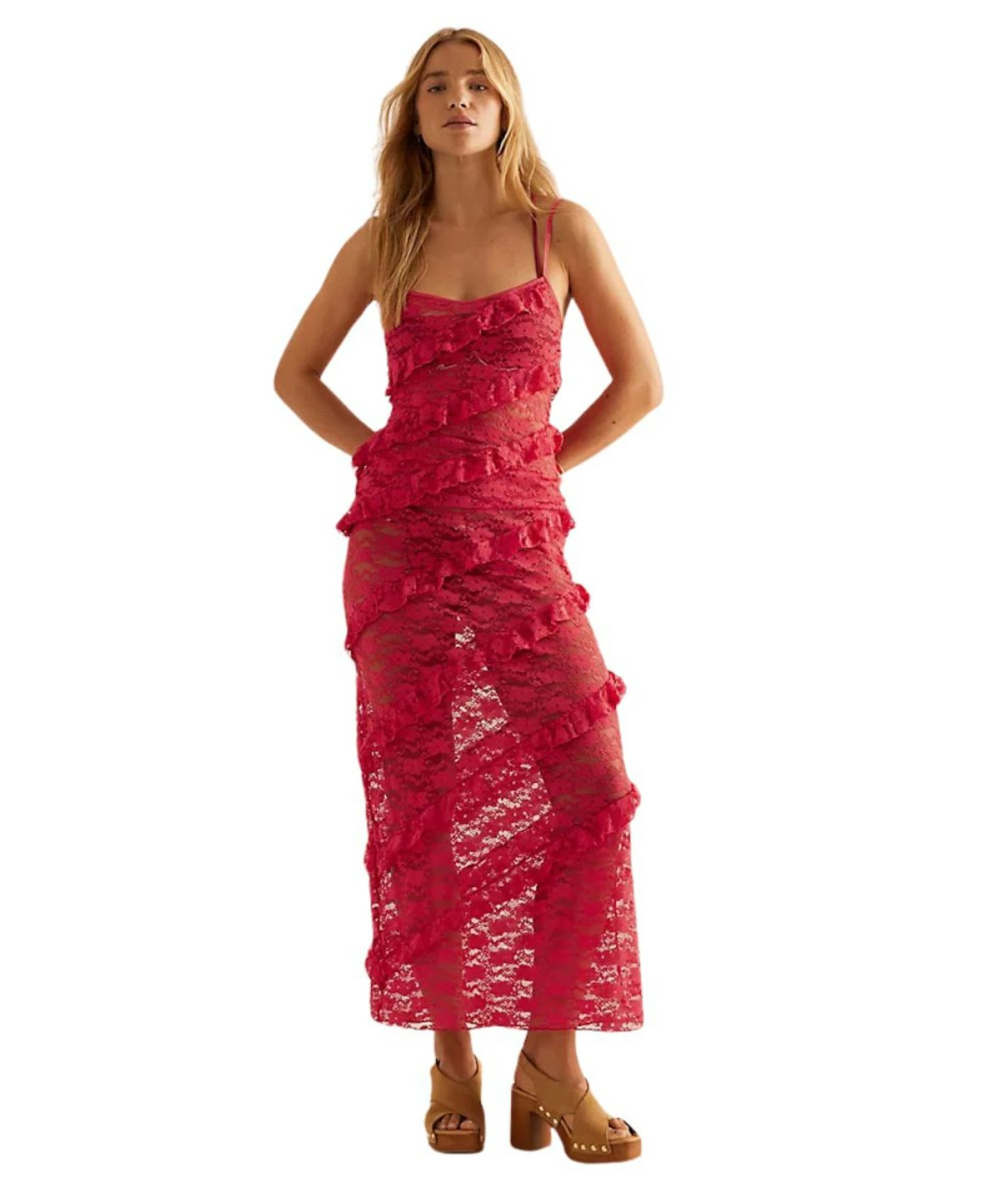 Anthropologie, Wild Lovers Mermaid Ruffle Lace Maxi Skirt
