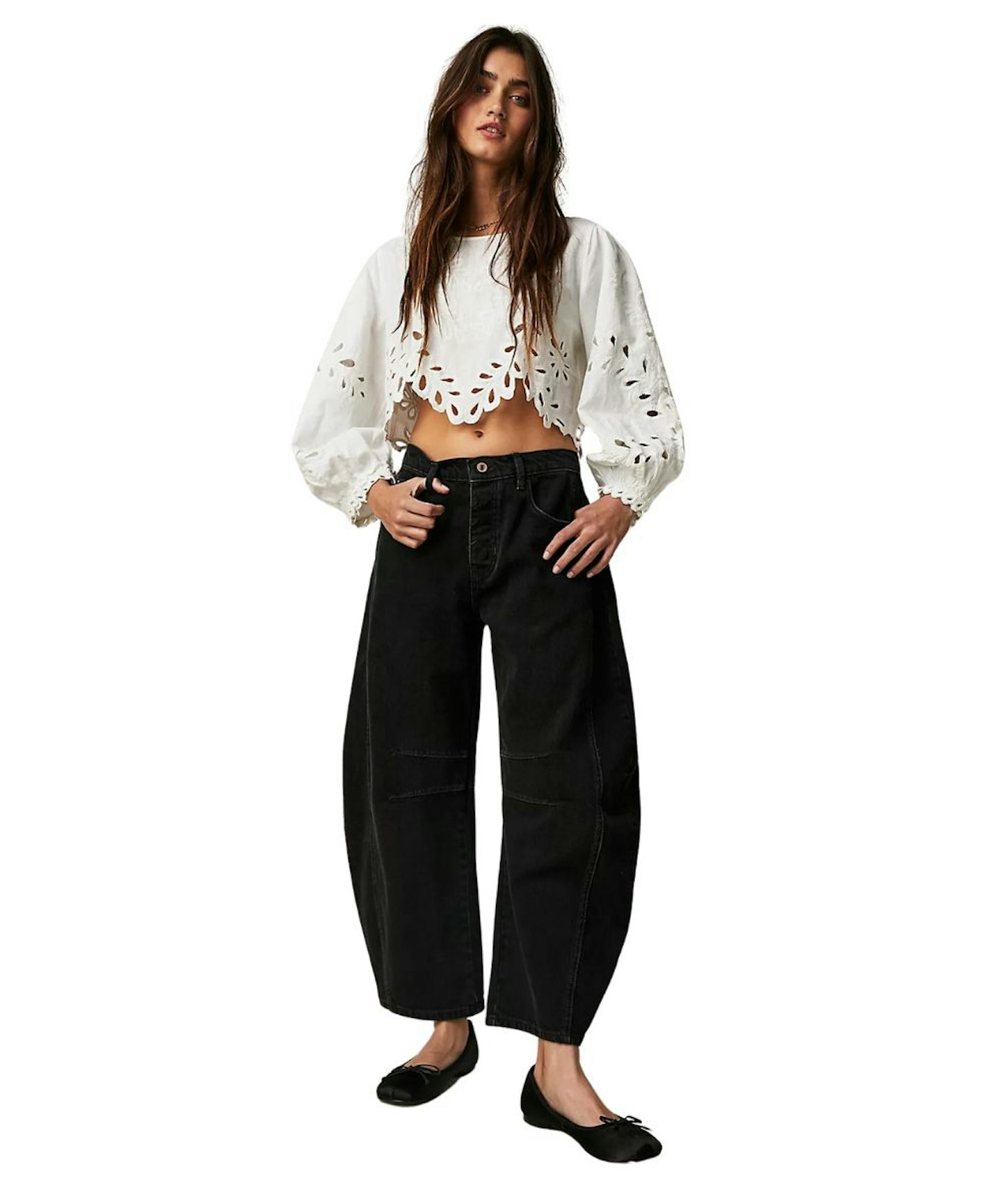 We Are Free, Good Luck Mid-Rise Barrel Jeans