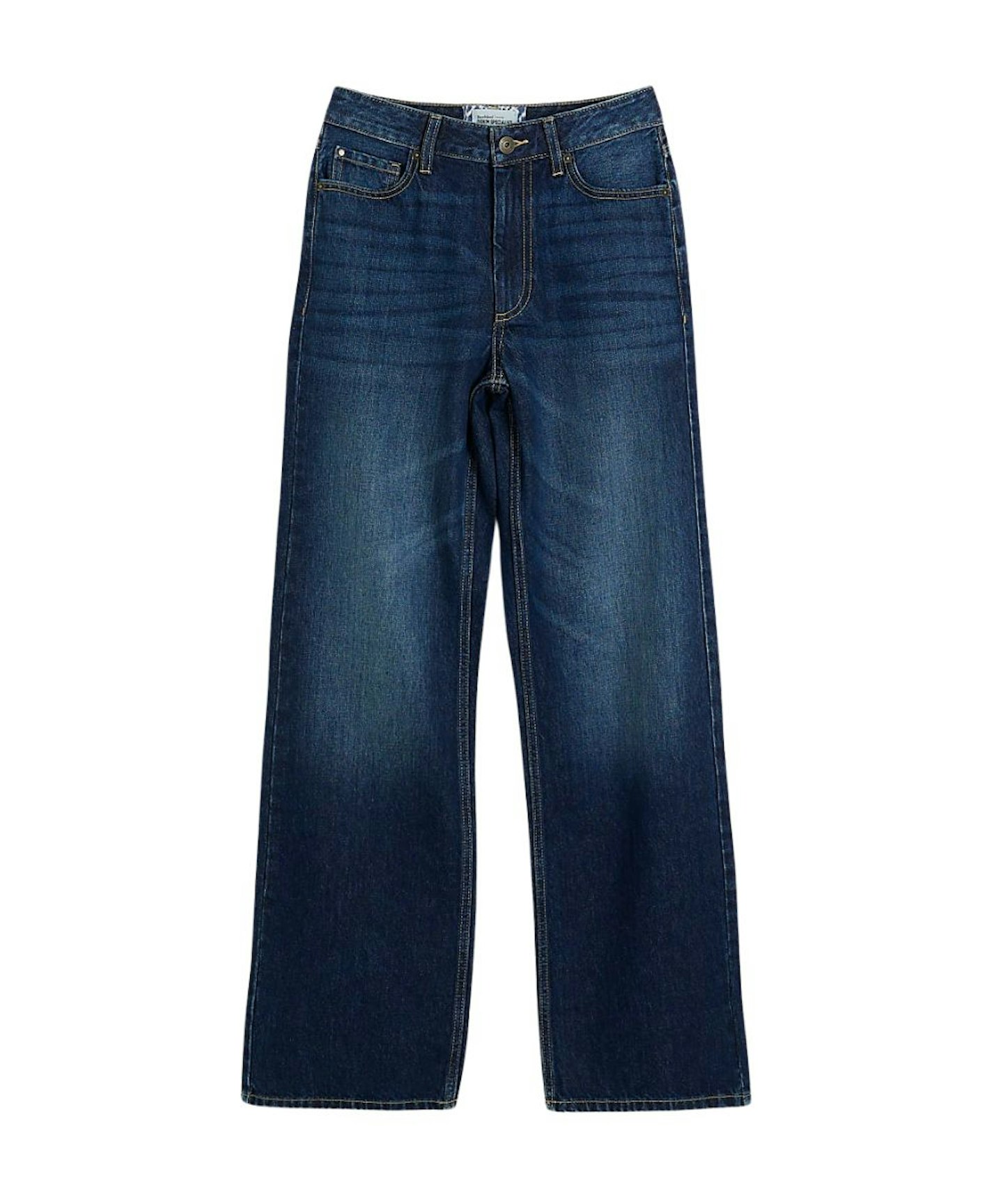 River Island, Blue High Waisted Relaxed Straight Fit Jeans