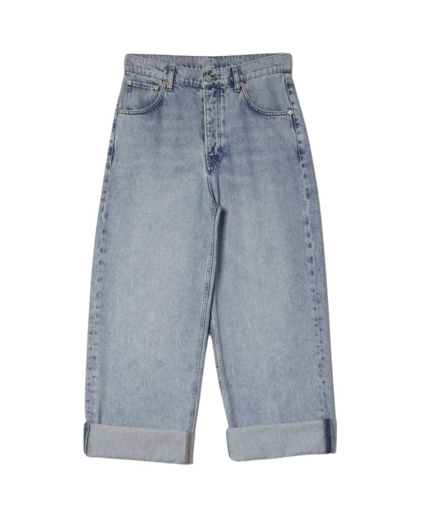 Albaray, Mid Rise Wide Leg Turn Up Jeans
