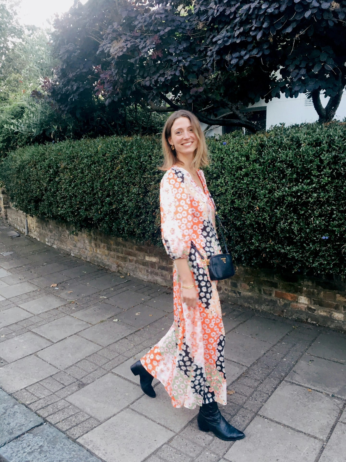 floral dress with cowboy boots
