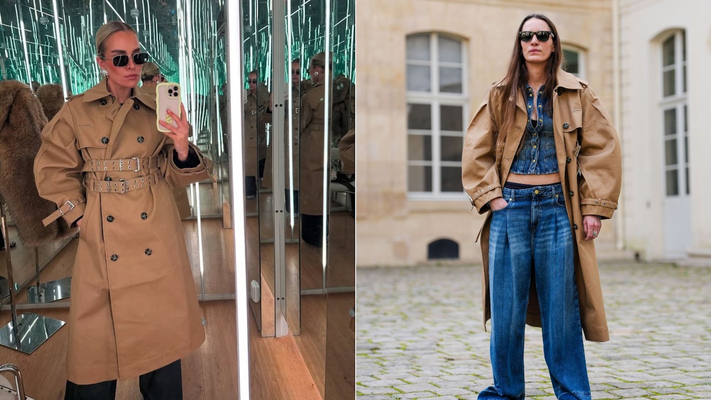 ganni bonded cotton trench coat