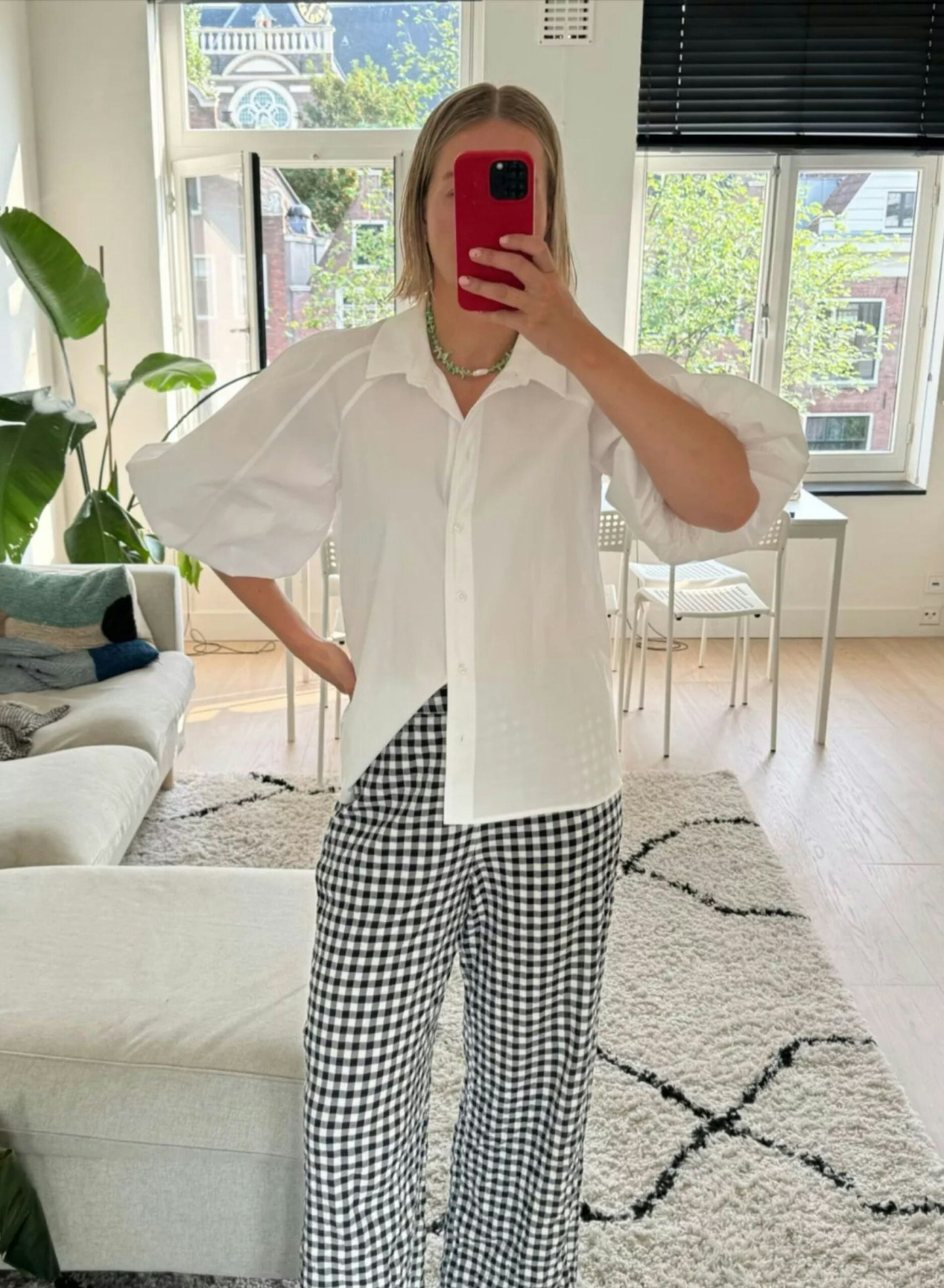gingham trouser navy influencer
