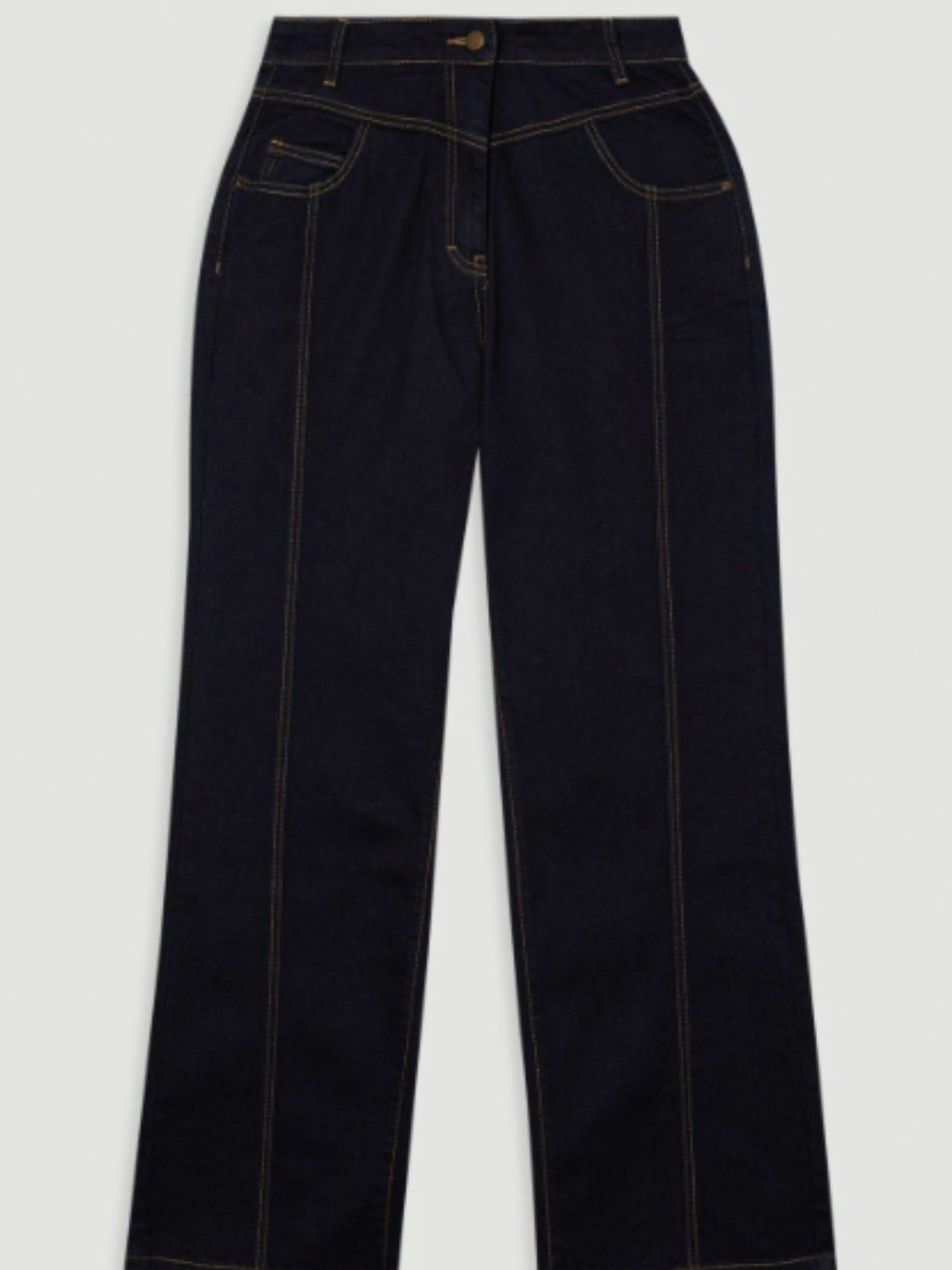 Denim Contrast Stitch Detail Straight Leg Jean - Indigo