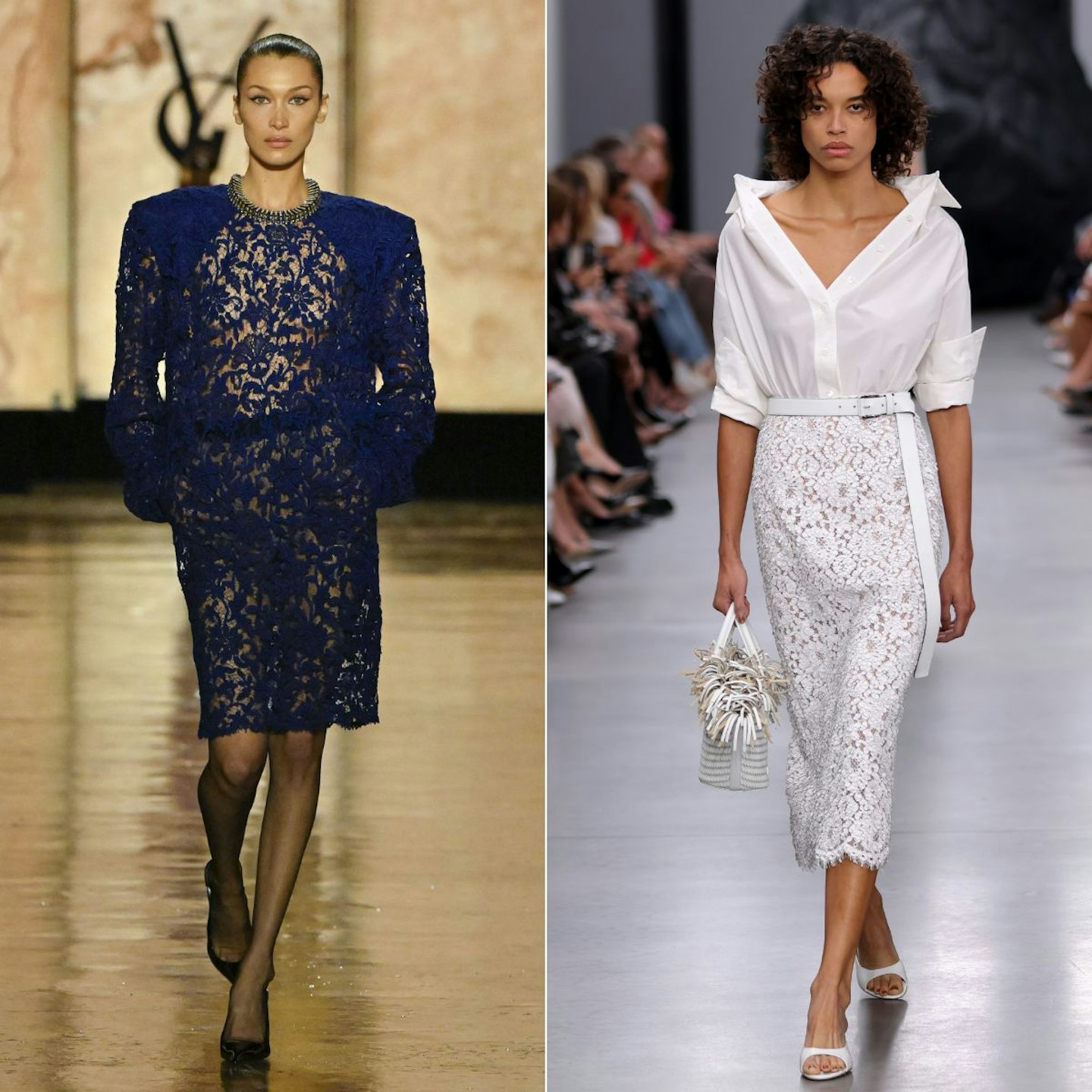 Lace skirts at Saint Laurent and Chloe