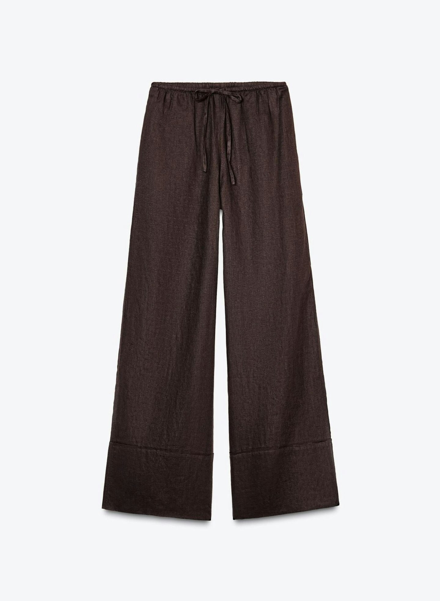 Zara, 100% Linen Palazzo Pants - Brown