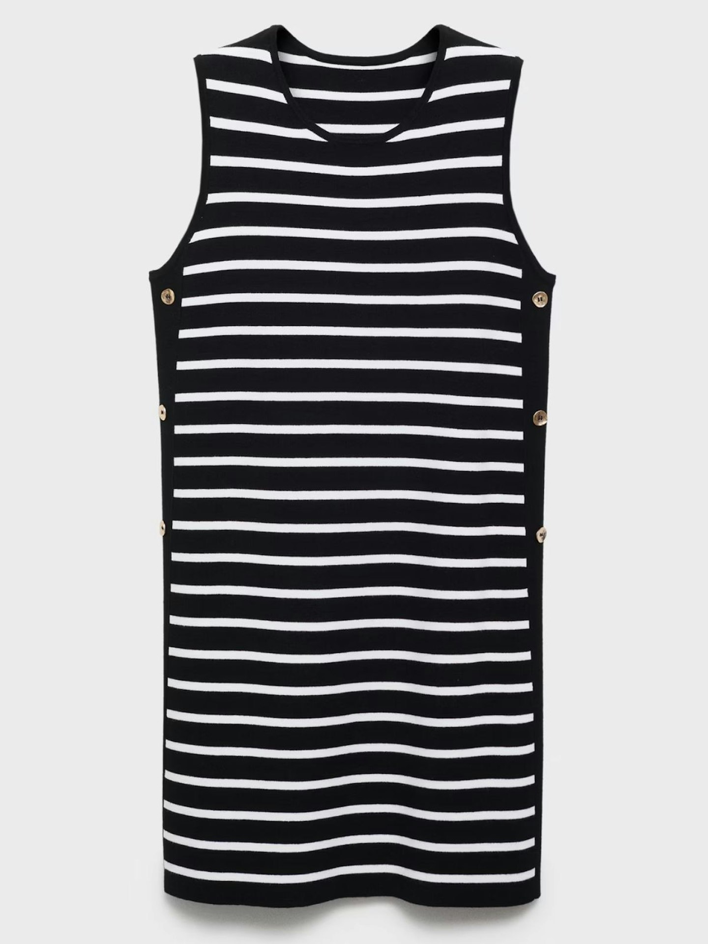 Striped Dress With Metallic Buttons