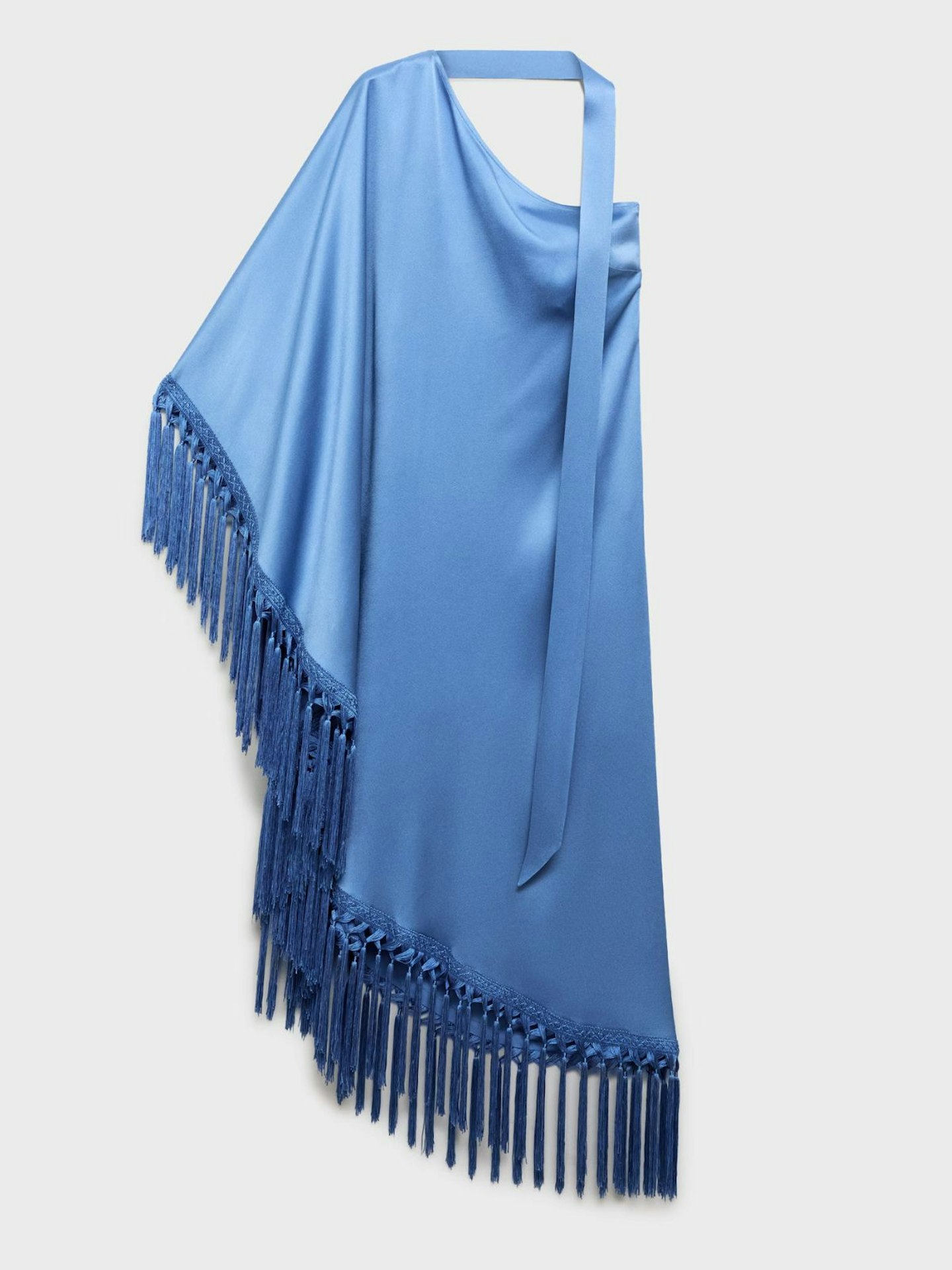 Asymmetrical Satin Dress With Fringes