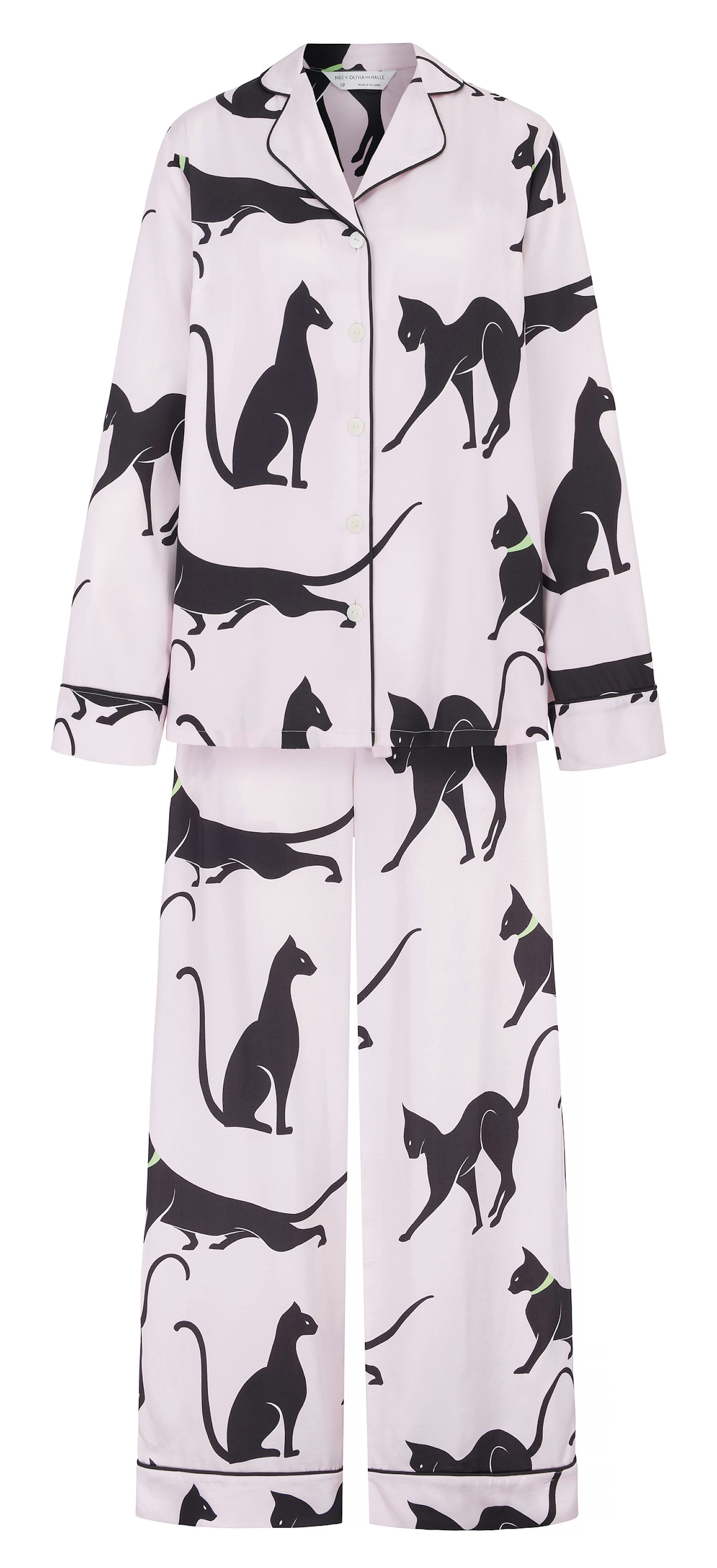 Cat Print Satin PJ Set