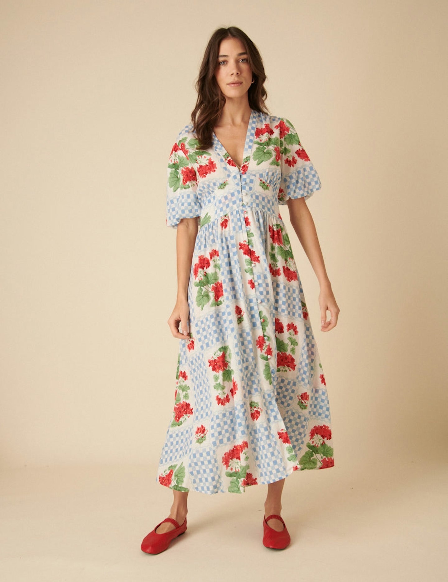 Nobody's Child, Blue Tile Print Floral Starlight Midi Dress