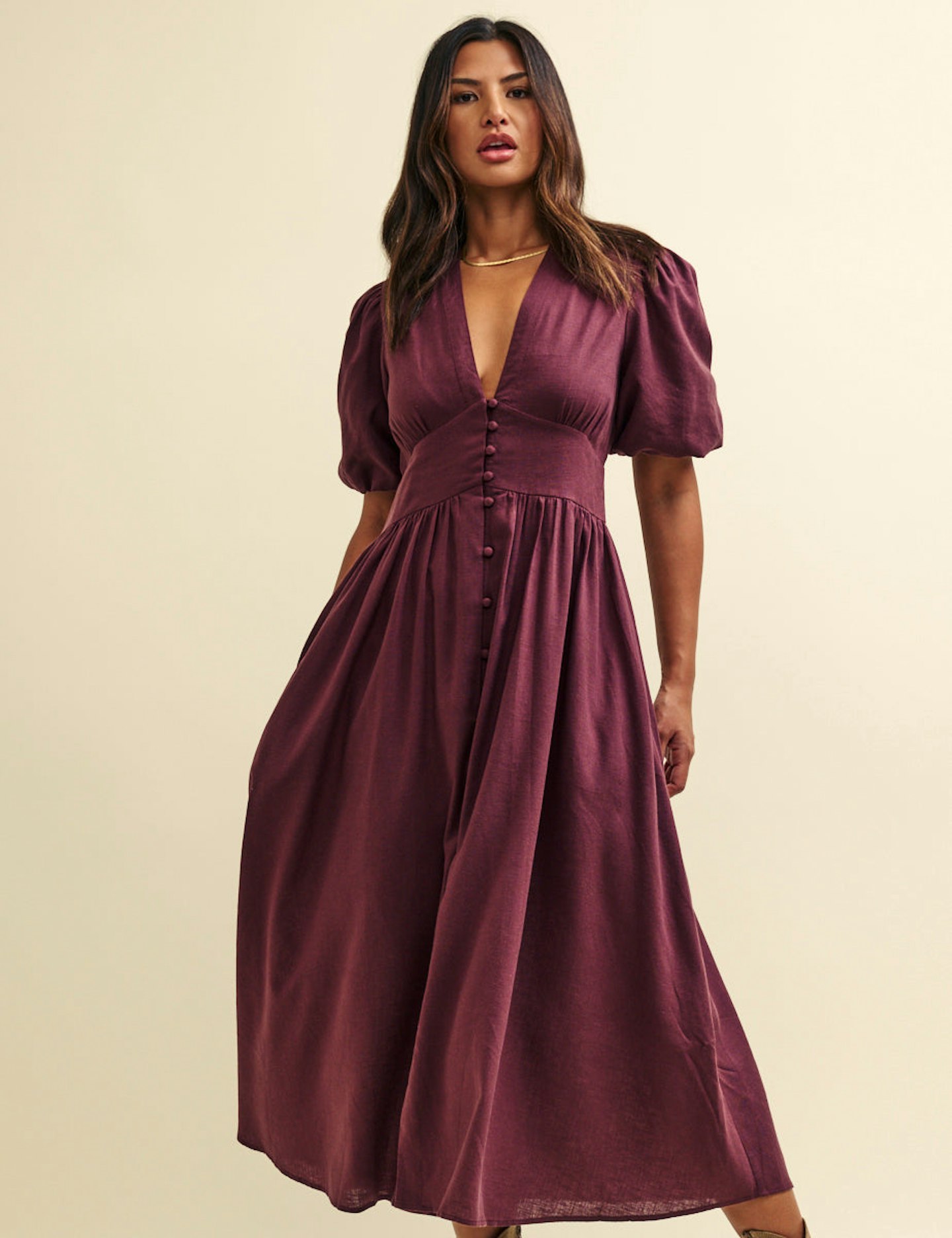 Nobody's Child, Plum Starlight Midi Dress