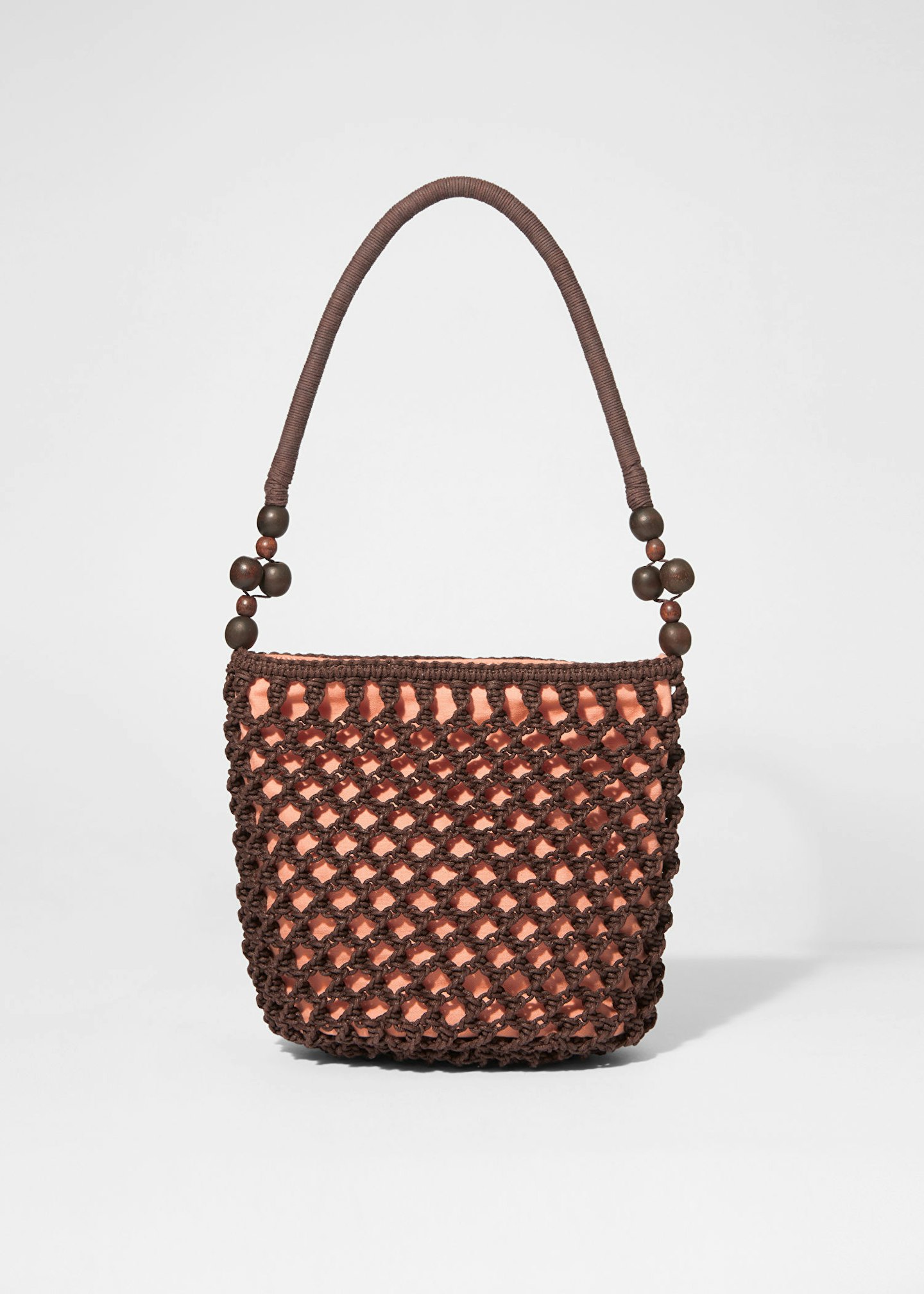Bead-Detail Crocheted Bucket Bag