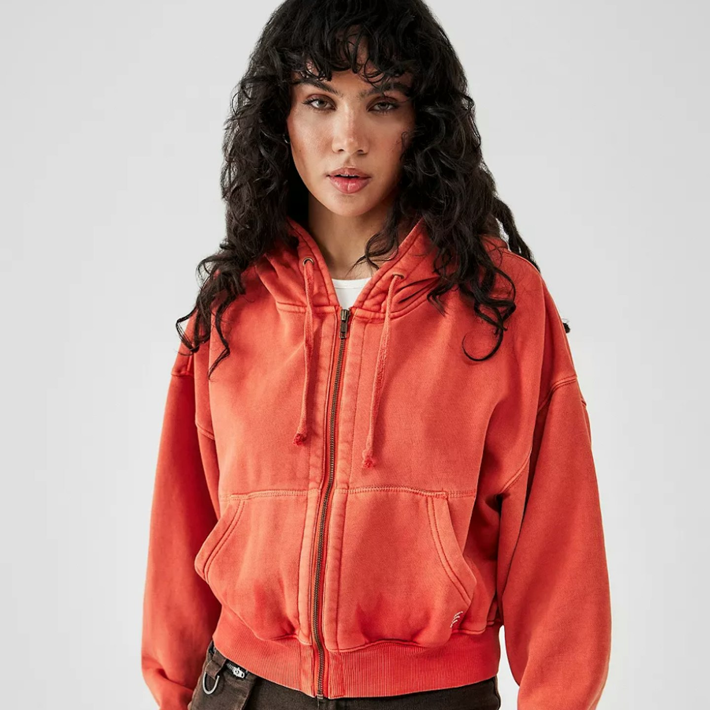 orange cropped hoodie