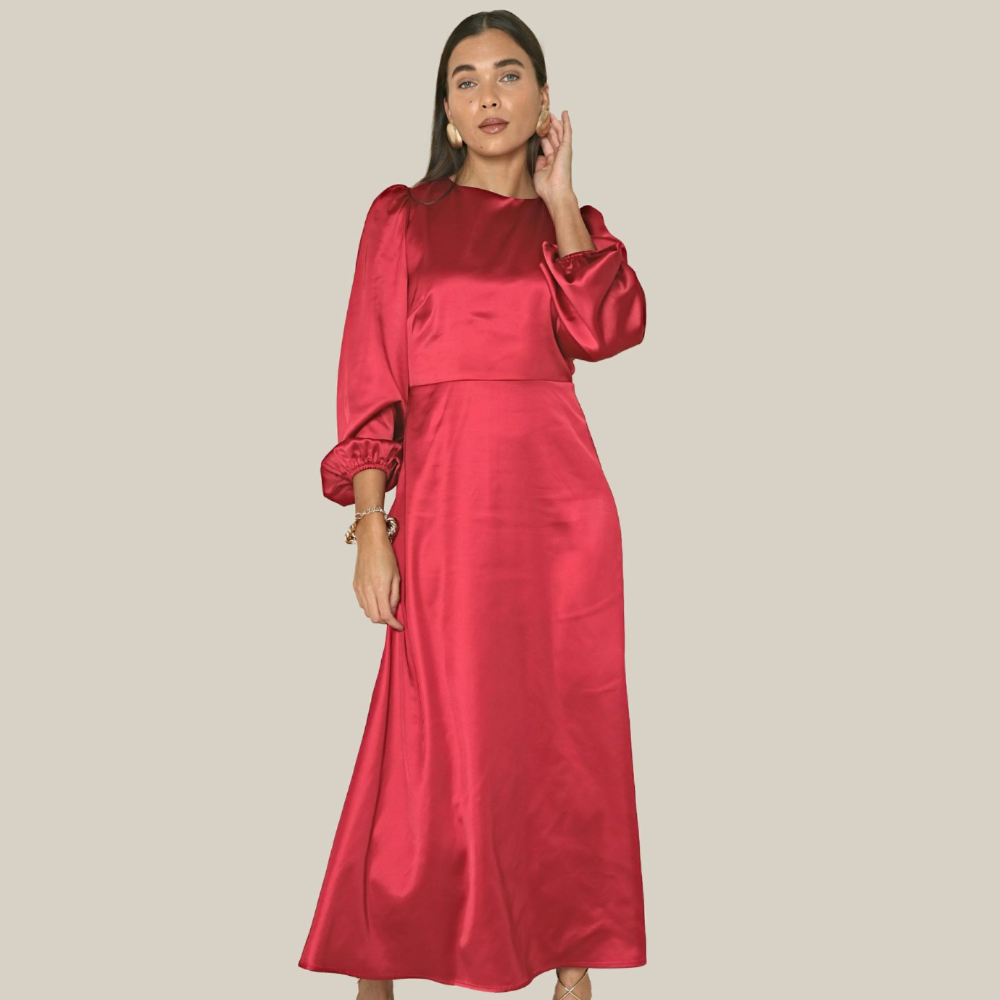 new look red satin maxi dress