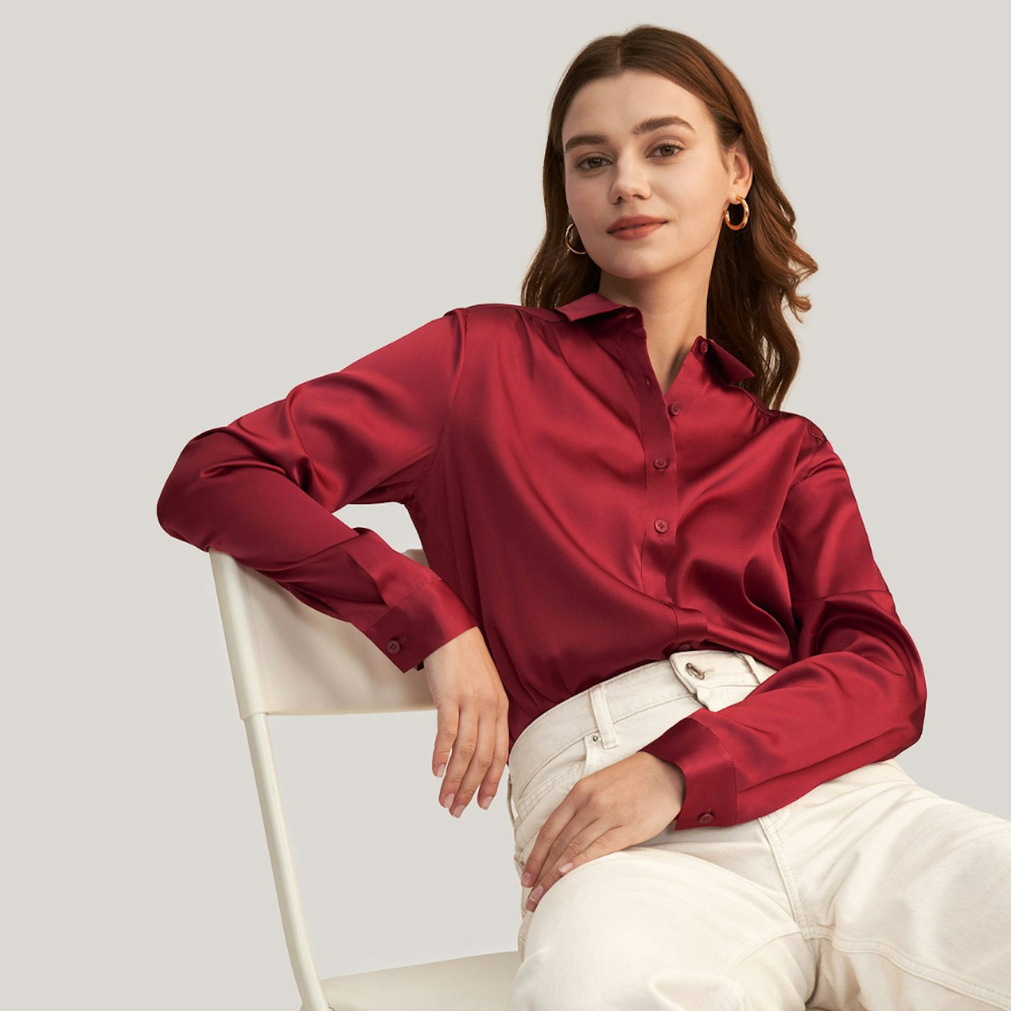 red silk shirt