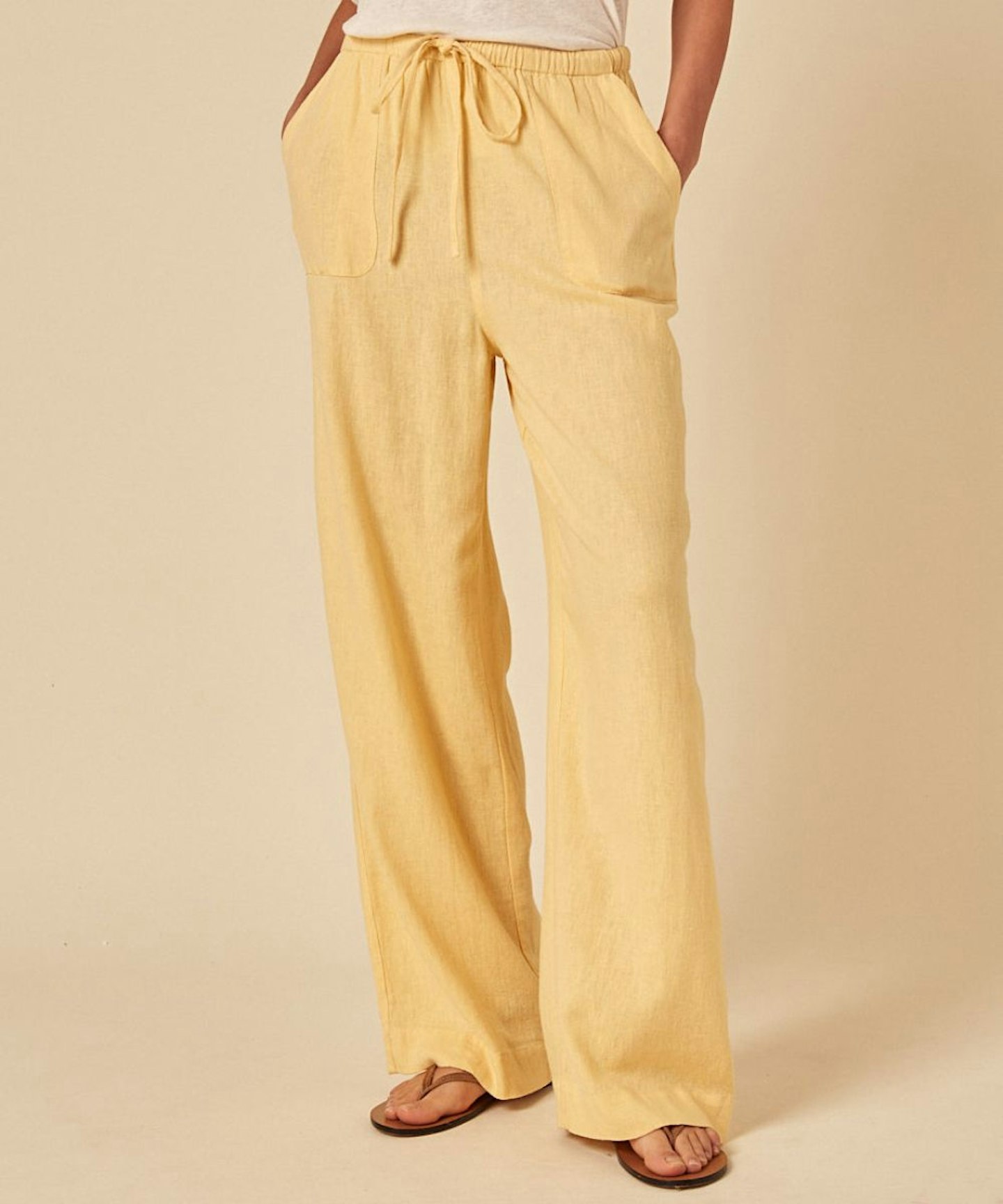 Nobody's Child, Butter-Yellow Linen-Blend Shona Trousers