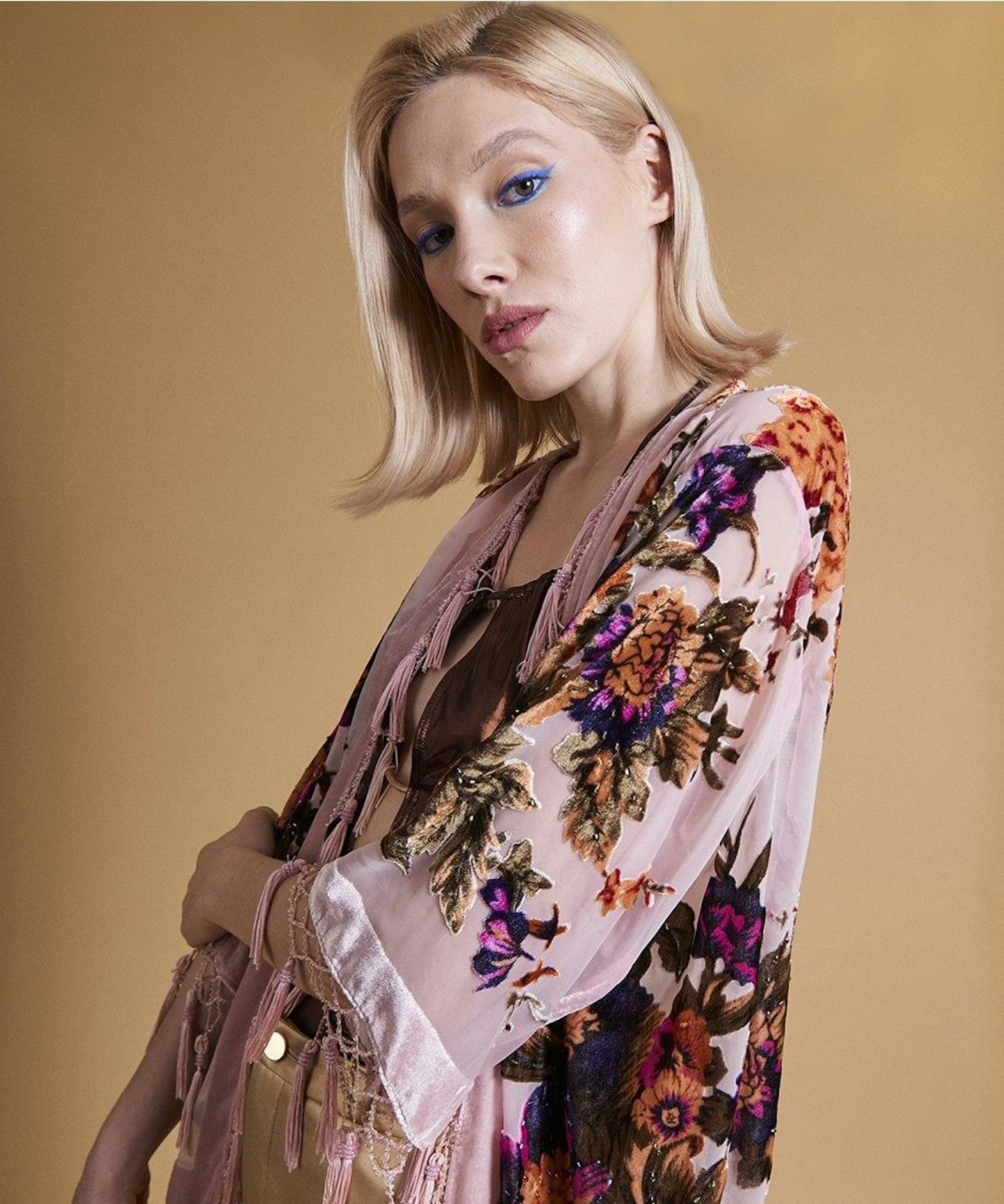 Jayley, Pink Vintage Silk Devore Kimono Jacket
