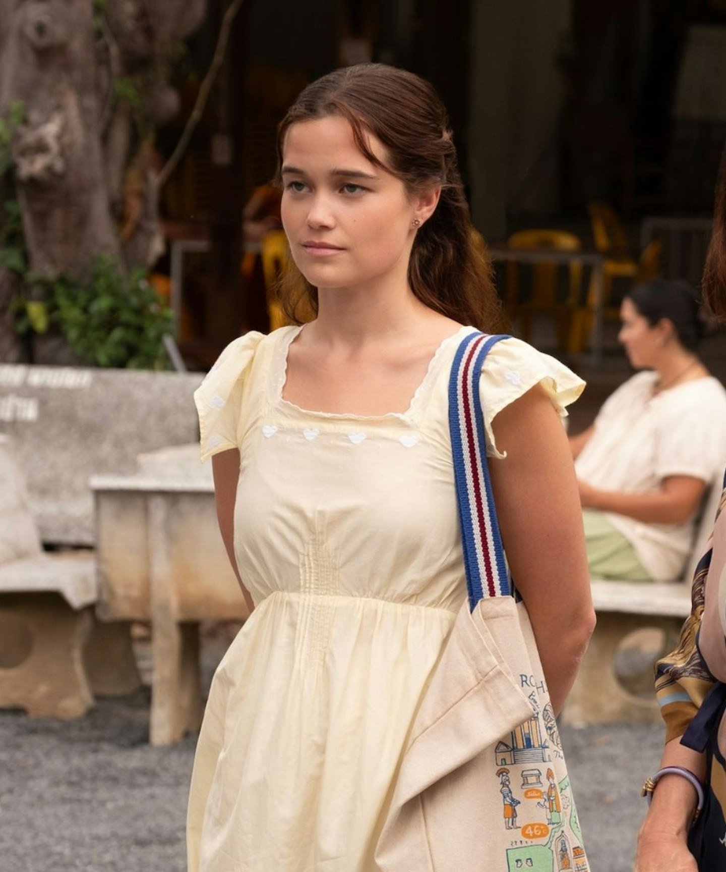 the white lotus season 3 fashion piper wearing a yellow dress