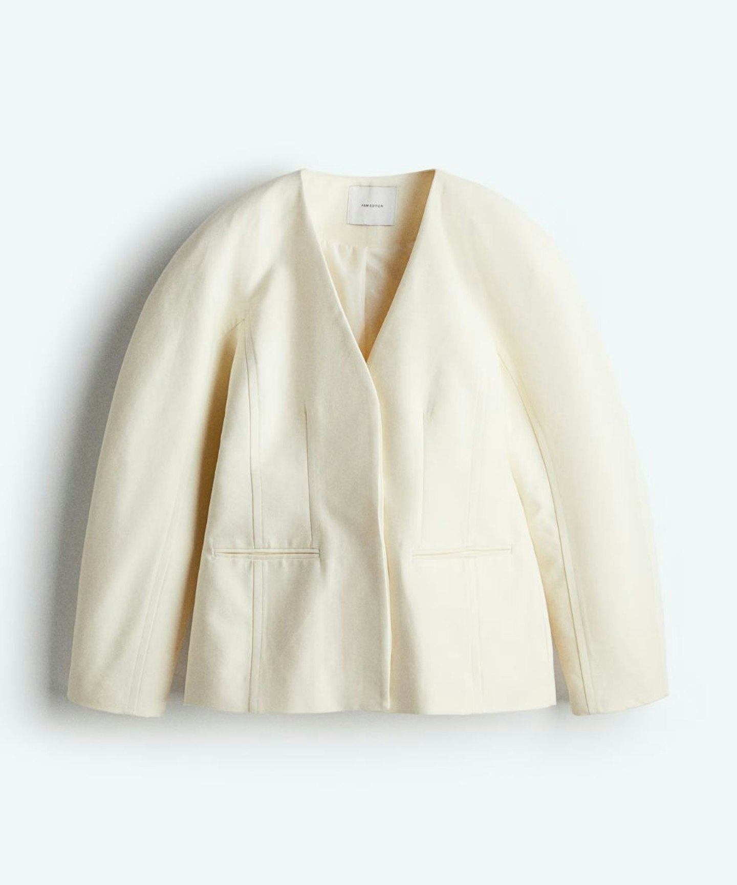 Collarless Twill Blazer