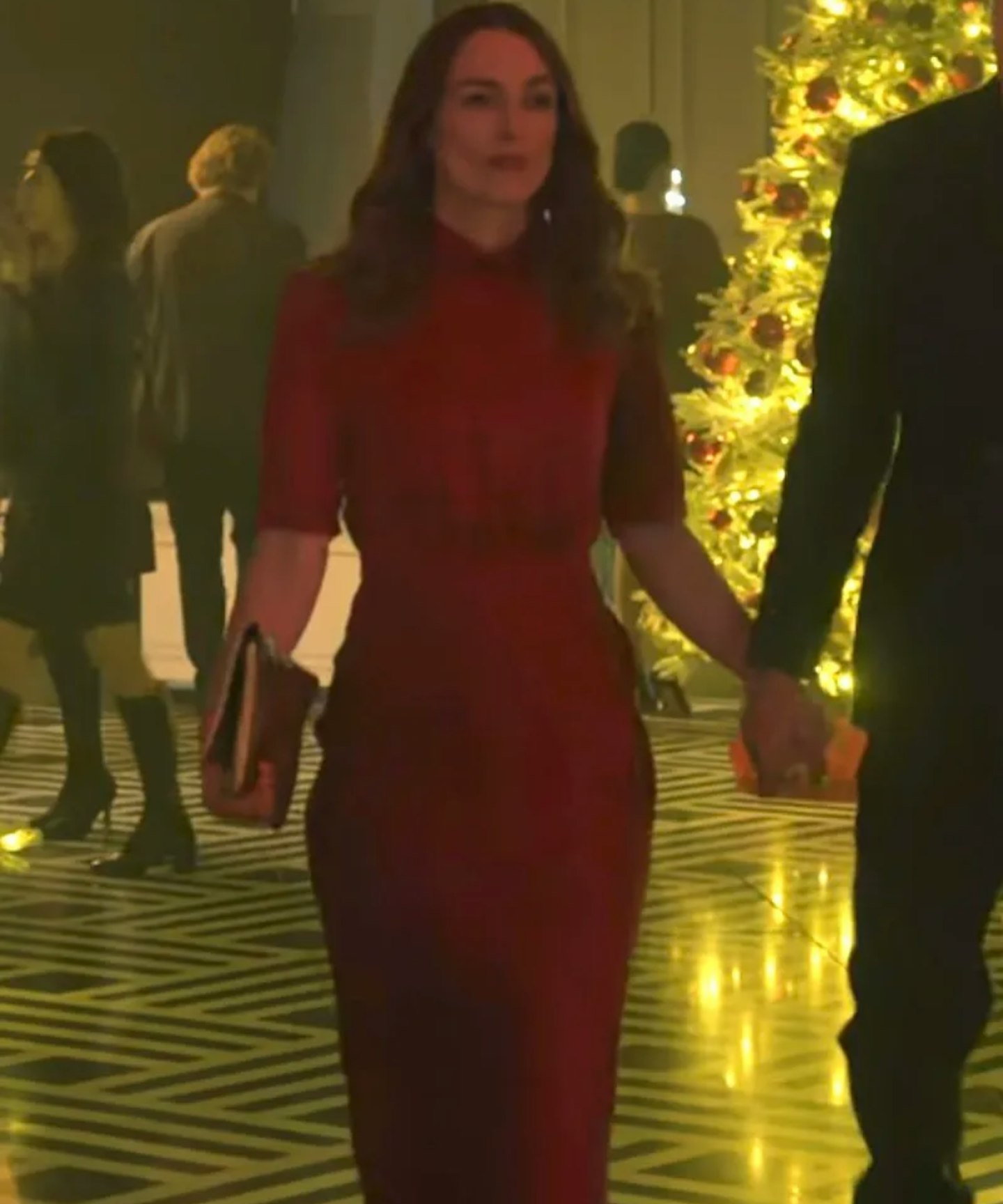 keira knightley wearing red dress