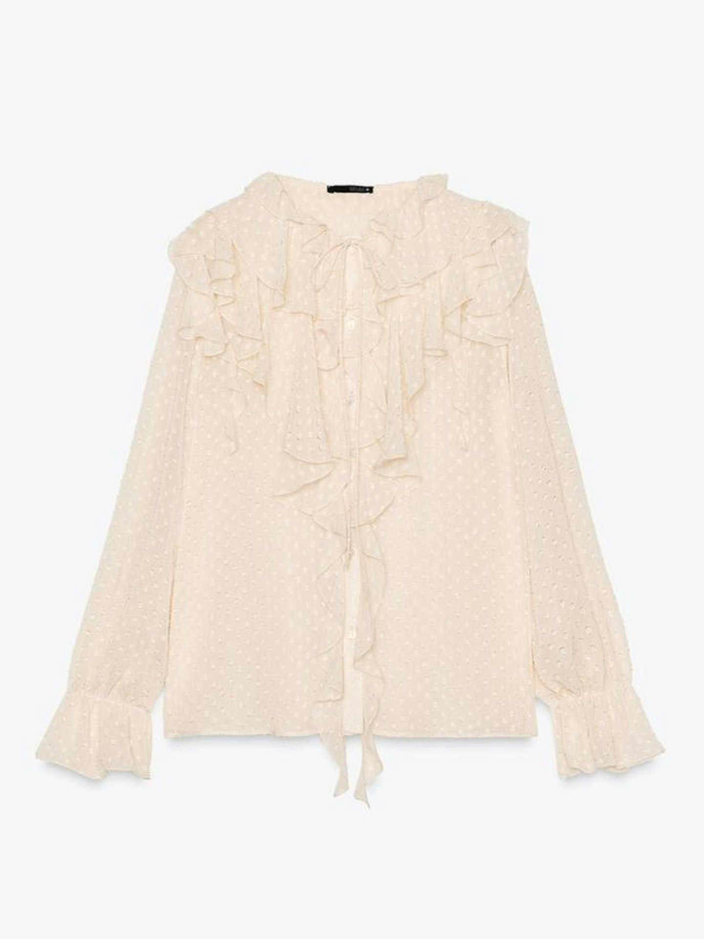 Ruffled Dotted Mesh Blouse